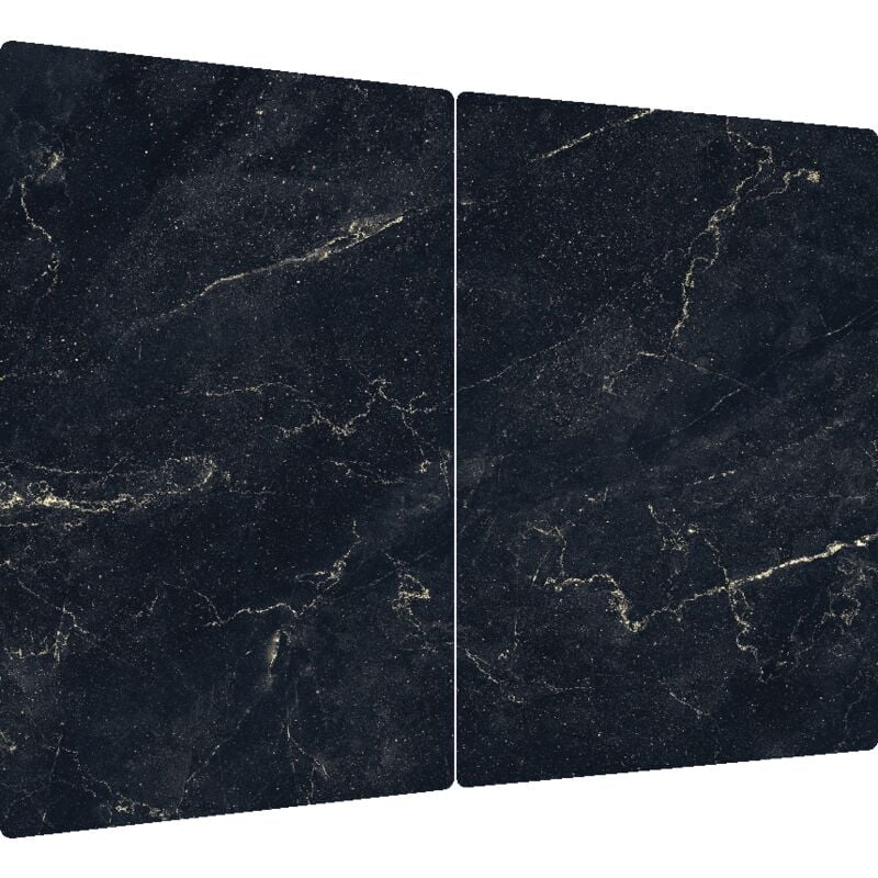 Plaque de Protection en Verre Trempé Universel et Multifonction - 2 pièces 52x30cm Motif Marbre Noir