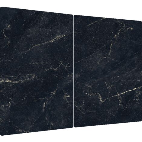 Plaque de Protection en Verre Trempé Universel et Multifonction - 2 pièces 52x30cm Motif Marbre Noir