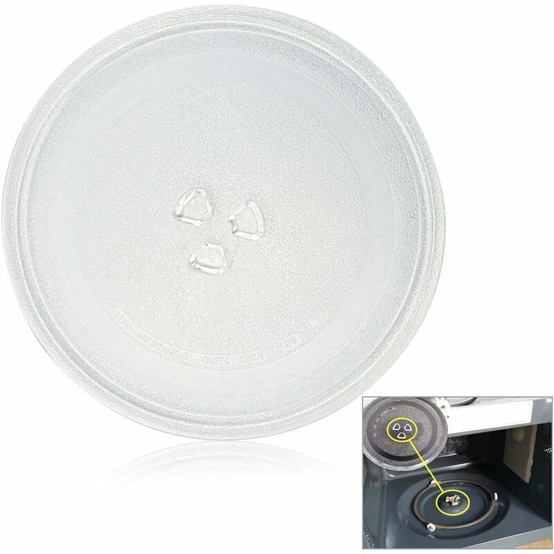 Plaque de rechange pour micro-ondes - Durable - Universelle - En verre - Avec 3 fixations - Pour four à micro-ondes - 245 mm