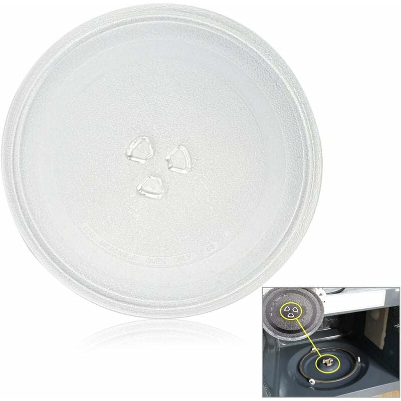 Fei Yu - Plaque de rechange pour micro-ondes - Durable - Universelle - En verre - Avec 3 fixations - Pour four à micro-ondes - 245 mm