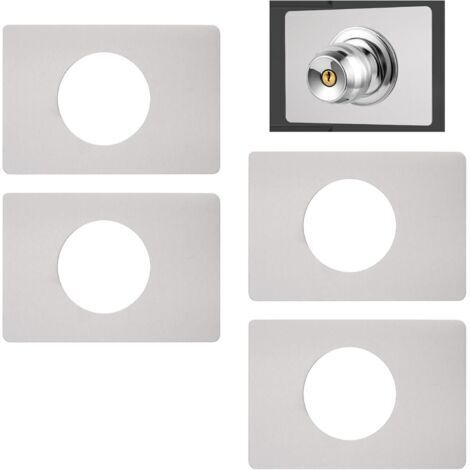Plaque de renforcement pour serrure de porte, kit de réparation autocollant pour poignée de porte en acier inoxydable 4 pièces, plaques carrées pour fixation de poignée de porte (argenté