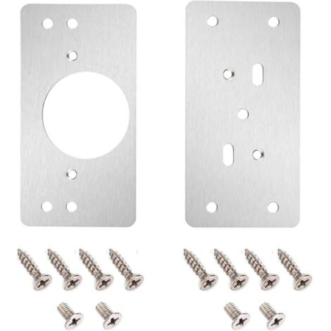 Plaque de Réparation de Charnière D'armoire avec Trou, 2 Pièces Supports de Réparation Plaques Installation Facile avec 12 Vis, Kit De Réparation De Charnière pour Bois, Meubles, Étagè