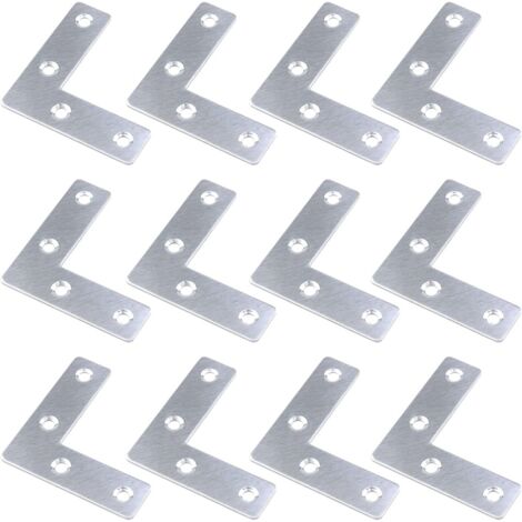 Plaque de réparation en L 5x5 cm, 12 pièces en acier inoxydable, support d'angle pour fixation et réparation