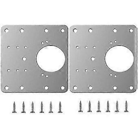 Plaque de réparation pour charnière de meuble, acier inoxydable argenté, 9 x 9 cm, lot de 2