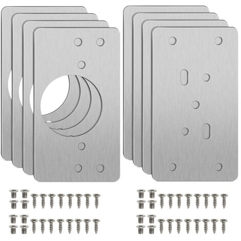 Plaque de réparation pour charnières d'armoire avec trous, 8 supports de réparation avec 48 vis, facile à installer, kit de réparation pour charnières en bois, meubles et étagères
