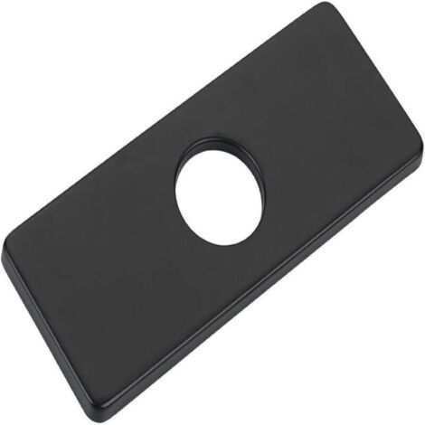 Plaque de robinet, cache-trou de robinet de cuisine en acier inoxydable noir, cache-trou rectangulaire pour robinet d'évier de cuisine (15,5 x 6 cm).
