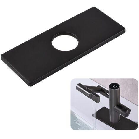 Plaque de robinet, couvercle en acier inoxydable pour robinet de cuisine, robinet de cuisine à trou unique, bouchon rond pour salle de bain et cuisine (16 x 6,5 cm)