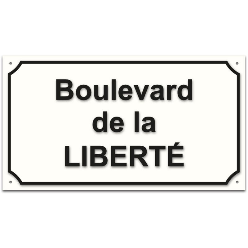 Plaque de rue en aluminium 1,5mm à visser avec lettrage en plexi . Signalétique Plaque de rue à visser. Plaque Blanc RAL 9010 / Texte Noir . - Plaque