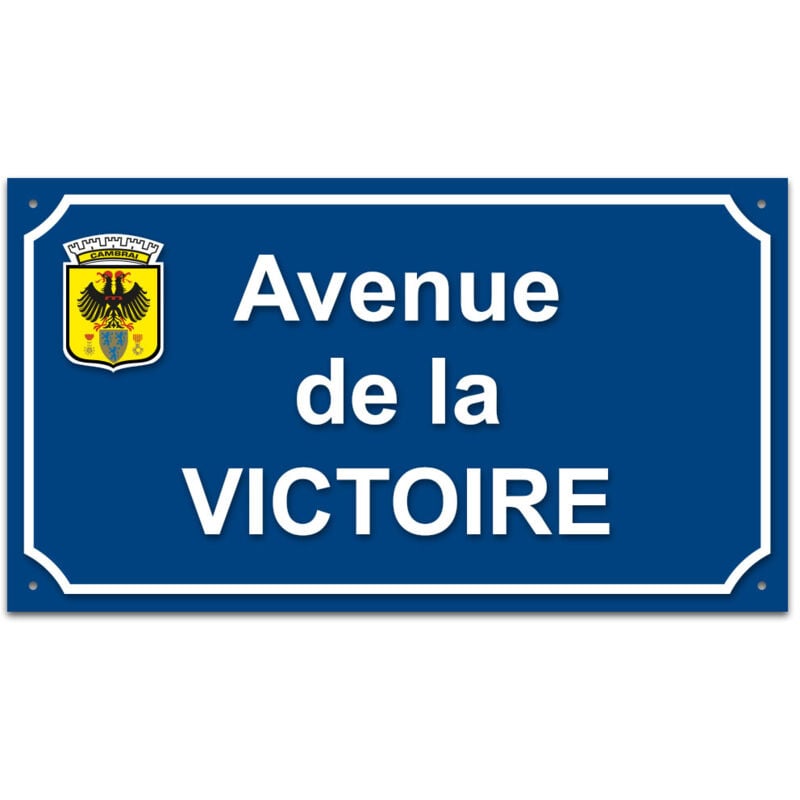 Plaque de rue en aluminium 1,5mm à visser avec lettrage en plexi . Signalétique Plaque de rue à visser. Plaque Bleu ral 5010 / Texte Blanc avec
