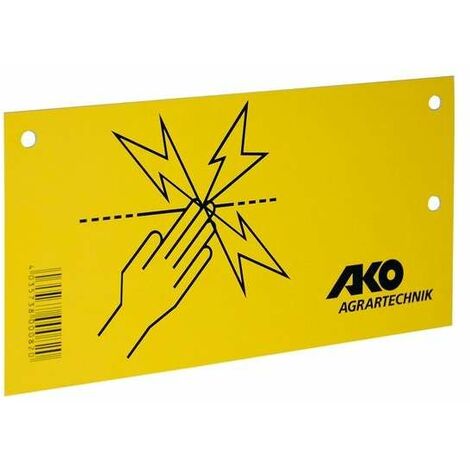 Plaque de signalisation attention clôture électrique 200 x 100mm plastique robuste jaune recto verso AKO Panneau Avertissement Danger Prévention Plaquette Agricole