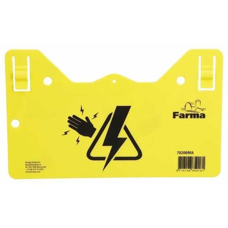 Plaque de signalisation attention clôture électrique 260 x 150mm plastique robuste jaune recto verso Panneau Avertissement Danger Prévention