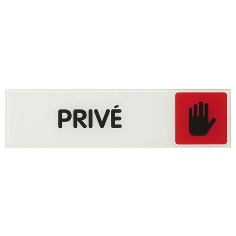 Plaque de signalisation Privé, plexiglass adhésif, 170x45mm - THIRARD