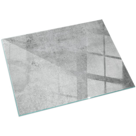 Plaque de sol pour cheminée ou poêle en verre trempé avec impression Texture béton brut 120x80 cm