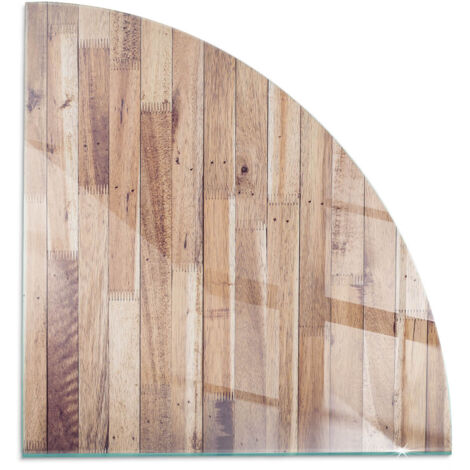 Plaque de sol sous poêle à bois en verre trempé protection thermique du plancher Planches de bois disposées 1/4 100x100 cm