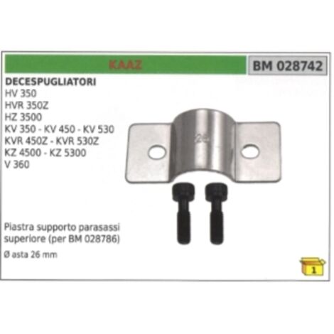 Plaque de support de l'essieu supérieur KAAZ pour débroussailleuse HV350 Ø 26 mm