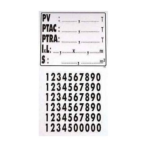 Plaque de tare adhésive pour remorque – Dimensions 145x125 mm – Fixation adhésive durable pour installation rapide – Lisibilité optimisée