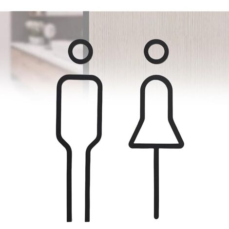 Plaque de toilette, pour homme et femme, autocollante, en acrylique, découpe laser, élégante et simple, pour hôtels, centres commerciaux, cafés (18 x 5,7 cm/4,6 cm)