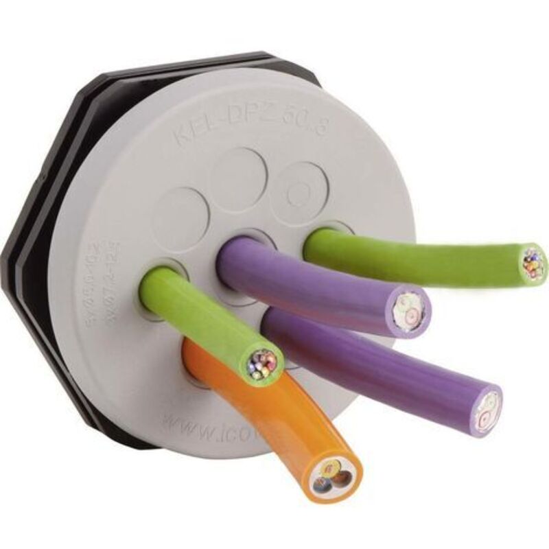 Plaque de traversée de câble Icotek KEL-DPZ 50/10 43751 Ø max. des bornes 22.2 mm Polyamide, Elastomère gris 1 pc(s)