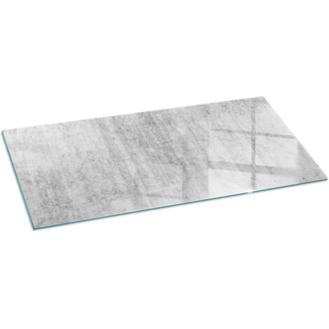 Plaque de Verre pour Cheminée Revêtement de Sol Plancher de Pare-feu Protection Contre Etincelles Texture béton brut 125x50 cm