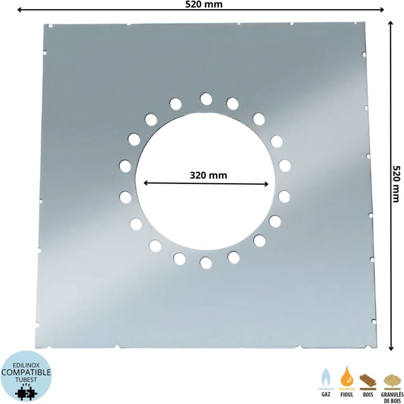 Plaque écart au feu pour conduit double paroi isolé Ediliso25 Edilinox Diamètre 150