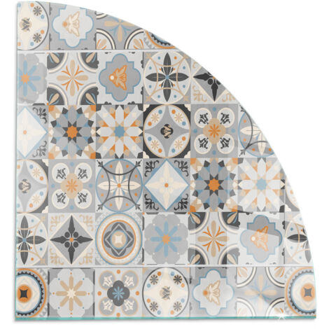 Plaque décorative de protection avec impression graphique en verre trempé sous cheminée Motifs mosaïques sur carreaux 1/4 100x100 cm