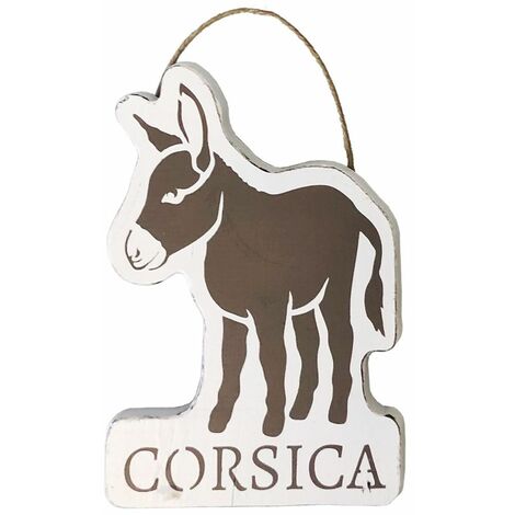 Plaque décorative en bois âne Corsica - blanc et taupe
