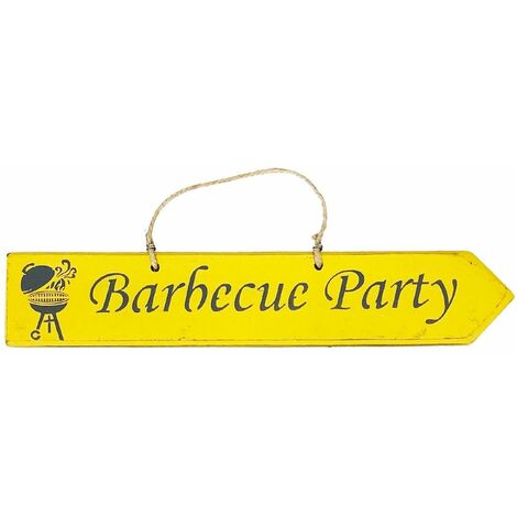 Plaque décorative en bois - Barbecue Party - moutarde