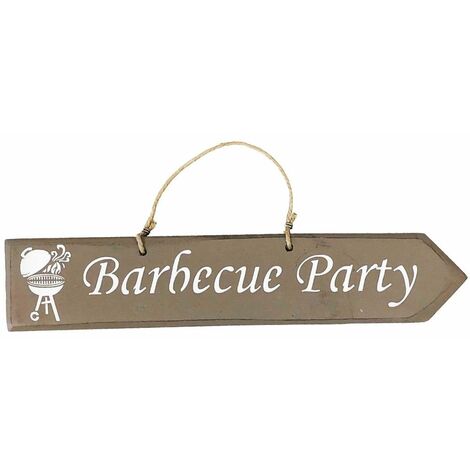 Plaque décorative en bois - Barbecue Party - Taupe