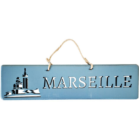 Plaque décorative en bois bleue - Marseille