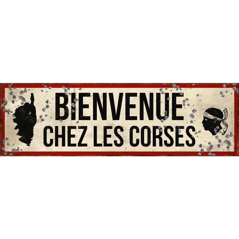 Plaque décorative en fer Bienvenue en Corse 49 x 15 cm