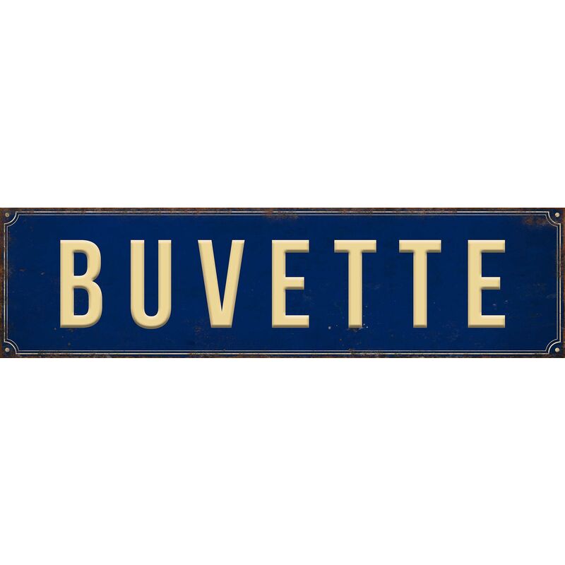 Plaque décorative en métal 45 x 12 cm Buvette