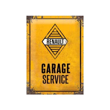 Plaque décorative en métal en relief 30 x 20 cm Renault Garage Service