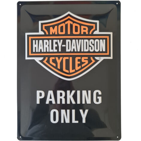 Plaque décorative en métal en relief 40 x 30 cm Harley Davidson Parking Only