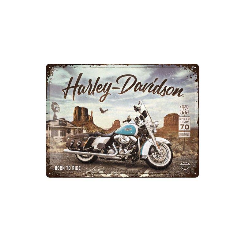 Plaque décorative en métal en relief 40 x 30 cm Harley-Davidson - Route 66 Road King Classic