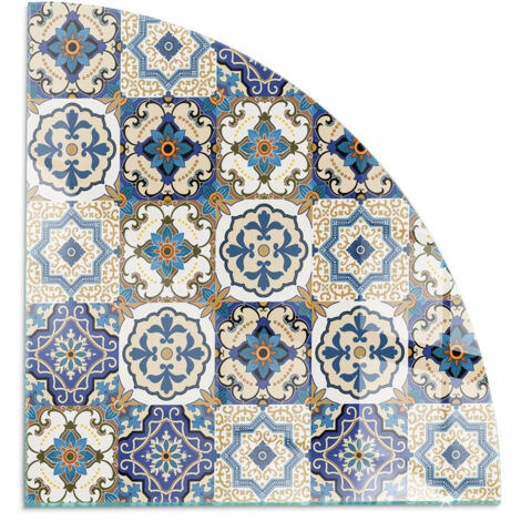 Plaque décorative imprimée sous cheminée et poêle indépendant Protection Thermique Motif mosaïque avec fleurs 1/4 100x100 cm