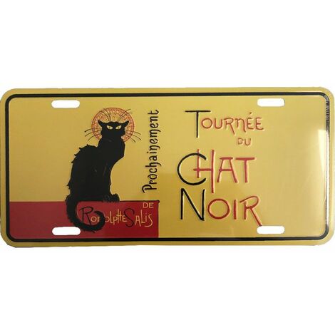 Plaque décorative métallique Le Chat Noir