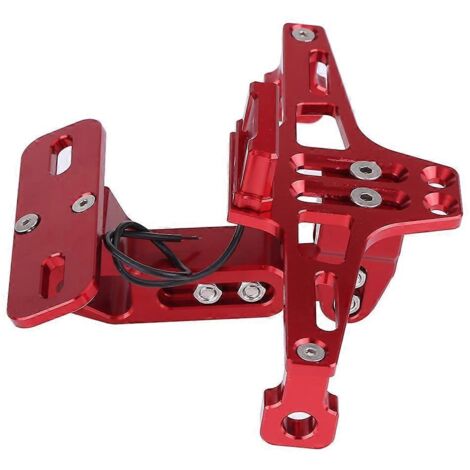 Plaque d'immatriculation moto réglable en aluminium, support avec feu rouge, cadre ajustable pour plaque de numéro, support lumineux rouge pour motocyclette.