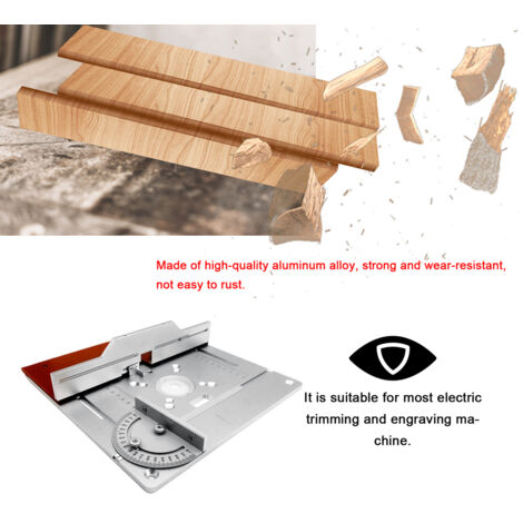 Plaque d'insertion pour table de défonceuse, gabarits en alliage d'aluminium avec échelle claire pour le travail du bois