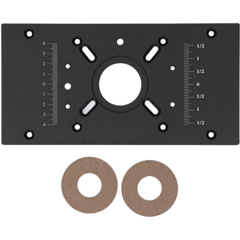 Plaque d'insertion pour table de routage en alliage d'aluminium avec système de levage - Accessoire noir pour travail du bois