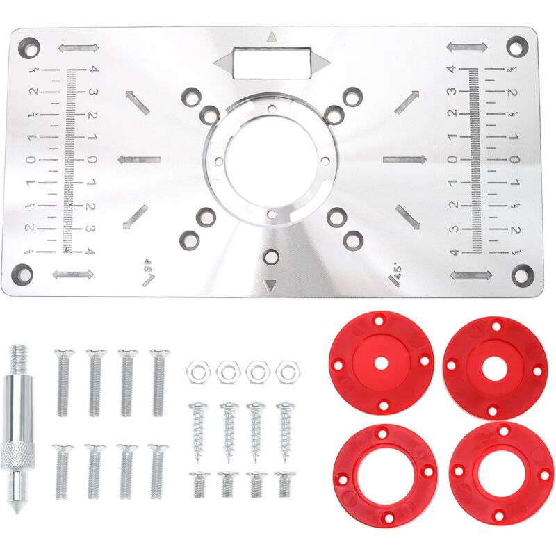 Plaque d'insertion Table de Toupie Compatible avec Makita Routeurs Machine de Découpe en Alliage d'aluminium avec Anneaux d'insertion de Routeur et
