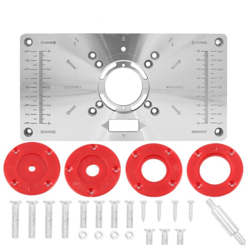 Plaque d'insertion Table de Toupie Compatible avec Makita Routeurs Machine de Découpe en Alliage d'aluminium avec Anneaux d'insertion de Routeur et