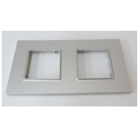 Plaque double alu 2 postes entraxe 71mm H/V pour appareillage mural ALTIRA Icone SCHNEIDER ALB44842