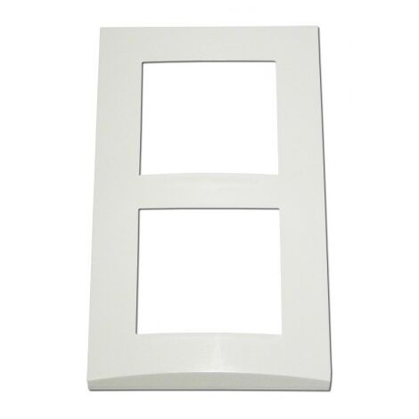 Plaque double blanche 2 postes verticale entraxe 57mm – Bord biseauté – Pour appareillage mural – Non compatible autres marques – Alternative Elec