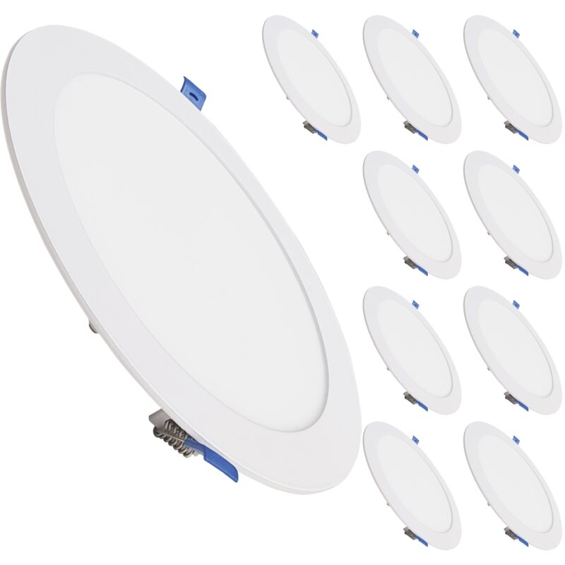 Panneau led Downlight Circulaire Plate 20W 1800LM Coupe 200mm Blanc Froid 6500K - Lot de 10 u.