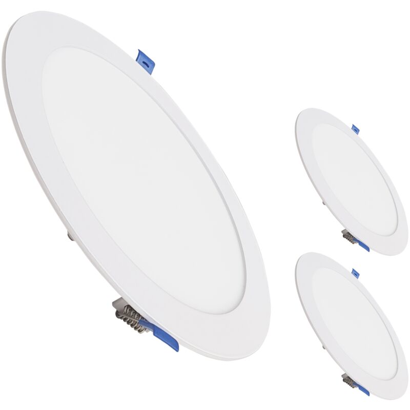 Panneau LED Downlight Circulaire Plate 20W 1800LM Coupe 200mm Blanc Neutre 4500K - Lot de 3 U.