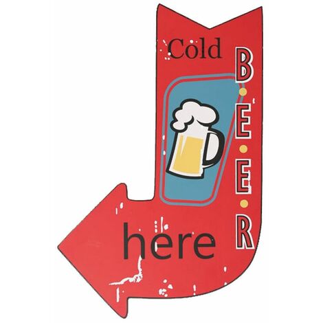 Plaque en bois rouge Cold Beer Here