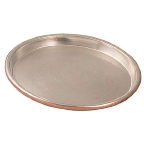 Plaque en cuivre étamé Vigor lourde ronde bordure, diamètre 38 cm
