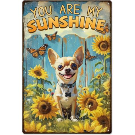 Plaque en étain métallique de tournesol 20x30 cm, Peinture en étain vintage "My SunShine Dog" (Mon chien soleil), Plaques, Affiche murale, Plaque pour le salon, la chambre de l'amateur de chiens, la c
