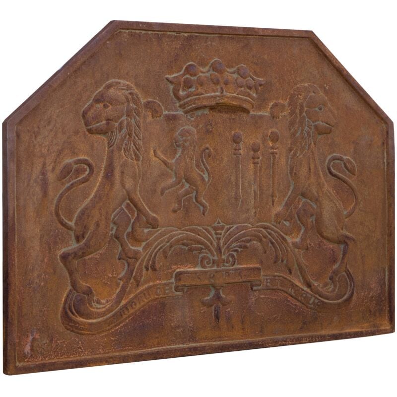 Biscottini - Plaque en fonte Fronton avec emblème pour cheminée Panneau de cheminée Pare-étincelles Grille de protection Sauve sols et murs
