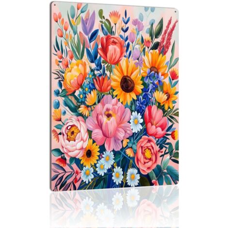 Plaque en Métal Vintage Art Murale pour Jardin de Lilas, Fragrance Douce et Élégance Timeless 40x30 cm.